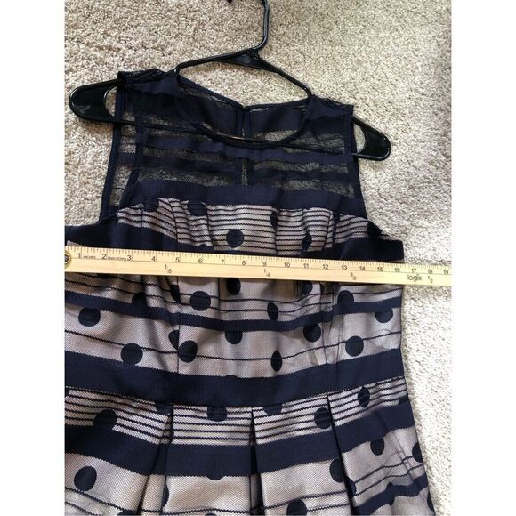 SD Collection Women’s Navy Blue Polka Dot Striped Tank Dress Size 12P NWT - Picture 6 of 6